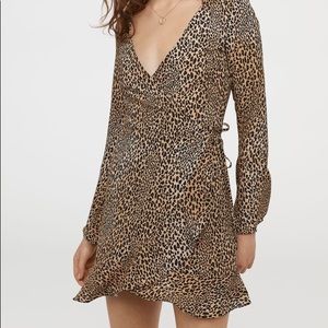 DIVIDED by H&M Animal Print Wrap Dress with V Neck